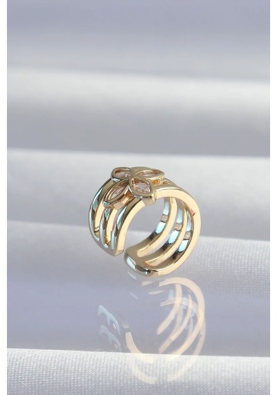 Pirinç Gold Renk Yonca Earcuff Küpe Eb-53-vice/ 1395 3093 Çok Renkli