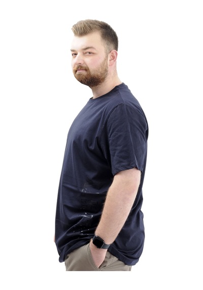 Mode Xl Büyük Beden Baskılı Erkek T-shirt Bisiklet Yaka Sımplıcıty U24046 Lacivert Lacivert