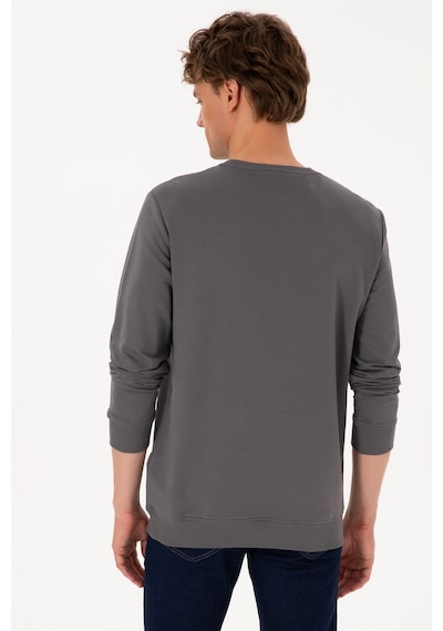 U.S. Polo Assn. Erkek Bisiklet Yaka Regular Fit Gri İnce Sweatshirt 50316315-VR024