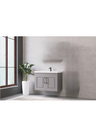 Denko Royal 80 Cm Kül Gri Banyo Dolabı Alt Modül Lavabo