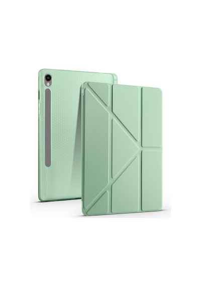Ardemix Galaxy Tab S9 Fe Kılıf Uyumlu Tri Folding Kalem Bölmeli Standlı Kılıf-gri Tablet Kılıfı