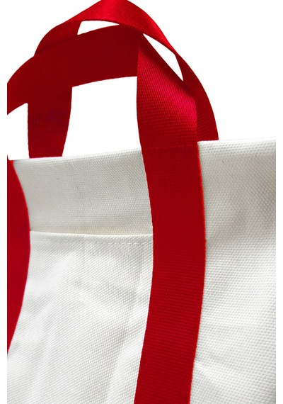 Tuttobene Harmony Mini Boy Tote Bag Kanvas Astarlı Cepli Çıtçıtlı Ayarlanabilir Askılı Kadın El Omuz Çantası - Küçük Boy Günlük Çanta Tb062 Beyaz - Kırmızı
