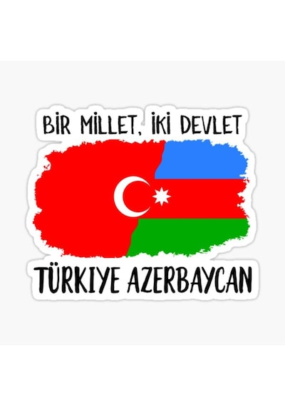 Bir Millet Iki Devlet Sticker Yapıştırması Türkiye-Azerbaycan