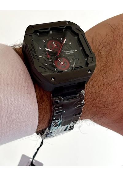 Ferrucci Kare Kadran Siyah Renk Fonksiyonları Aktif Takvimli 45mm Kasa Çap Erkek Kol Saati Siyah