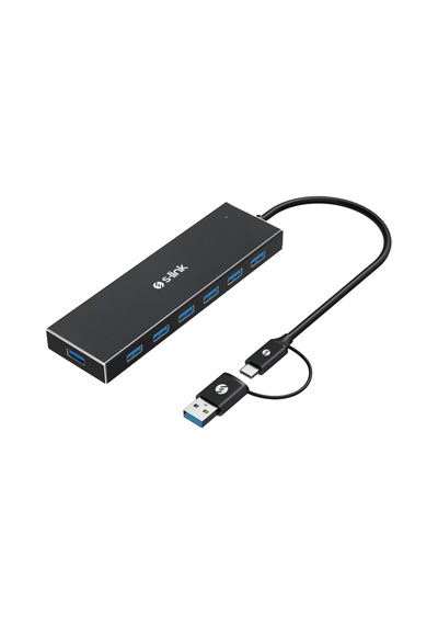 Slınk S-lınk Sw-u317, Usb3.0 Type-c To , 7xusb 3.0, Metal, Usb Hub