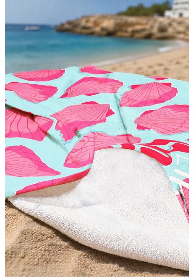 Deniz Kabuğu Temalı Yazlık Plaj Havlusu-tropikal Marine Turkuaz Pembe Hızlı Kuruyan Mikrofiber Havlu Gölgeli Kabuğu Deniz Kabuğu Temalı Yazlık Plaj Havlusu-tropikal Marine Turkuaz Pembe Hızlı Kuruyan Mikrofiber Havlu Gölgeli Kabuğu
