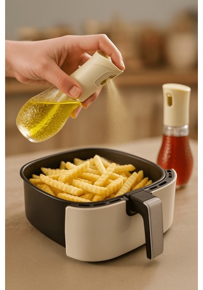 Tekli Set Cam Sprey Yağdanlık - Airfryer, Izgara, Fritöz, Salata, Yemek Püskürtmeli Yağdanlık - 3066 Şeffaf