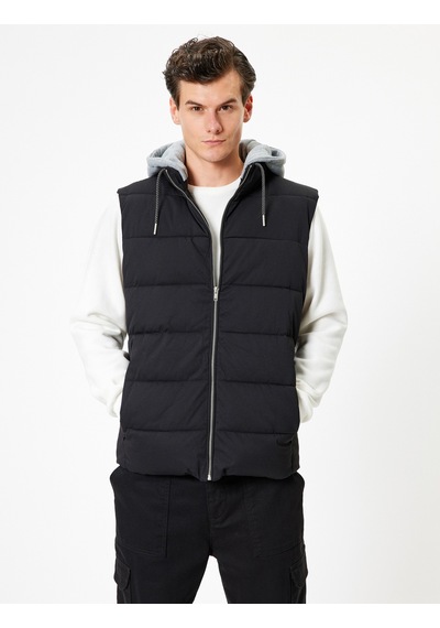 Koton Şişme Yelek Slim Fit Fermuarlı Siyah 5wam20026hw Siyah