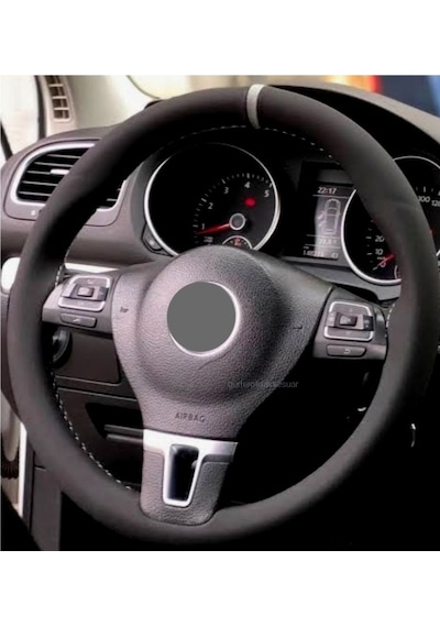 Vw Transporter T7 Dikmeli Direksiyon Kılıfı Alkantara Gri Yüzüklü