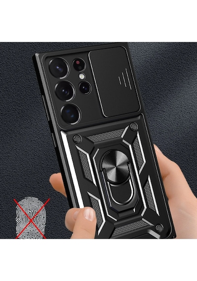 Newface Samsung Galaxy Uyumlu S23 Ultra Kılıf Pars Lens Yüzüklü Silikon Glblseme - 22 - Yeşil