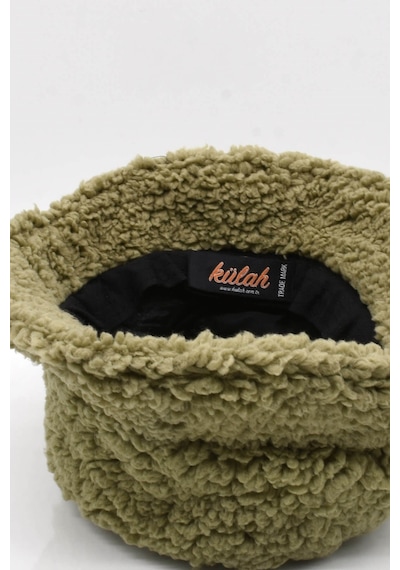 Külah Kadın Kışlık Suni Kürk Haki Peluş Şapka - Standart Haki