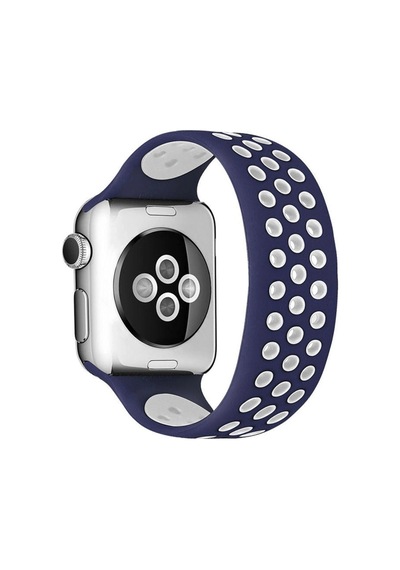 Apple Watch Uyumlu38mm Ayarlı Delikli Silikon Kordon Saat Değildir - Lacivert-beyaz
