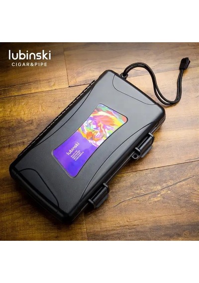 Lubinski Seyahat Puro Kutusu Humidor Kırılmaz Plastik Siyah Lion Logo 5's