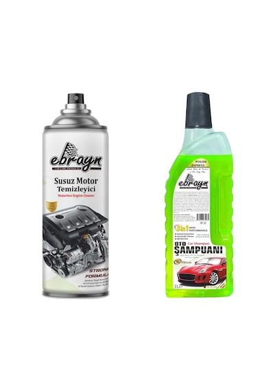 Ebrayn 1 Adet 1 Litre Oto Şampuanı 1 Adet 500ml Motor Temizleyici