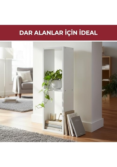 Pıkas Modern Minimalist 2 Raflı Dekoratif Kitaplık Ve Yan Sehpa Beyaz, Dikey Tasarım Abanoz - Beyaz Pıkas Modern Minimalist 2 Raflı Dekoratif Kitaplık Ve Yan Sehpa Beyaz, Dikey Tasarım Abanoz - Beyaz
