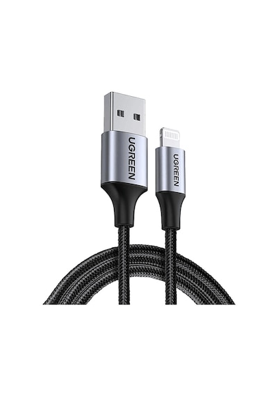 Ugreen Lightning To Usb-a Örgülü Mfi Sertifikalı Hızlı Şarj Kablosu 2 M Siyah