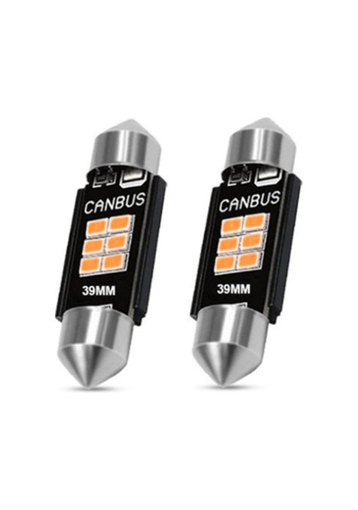 39mm Sofit Led Ampul Turuncu 6 Led Plaka Bagaj Tavan Aydınlatma 2 Adet Uyumlu