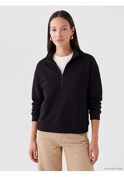 Lcw Eco Siyah Dik Yaka Soft Touch Kadın Sweatshirt