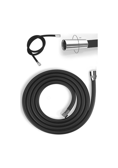 Blackrope Lüx Siyah Ultra Esnek Silikon Sağlam Yapılı Kopmaz Patlamaz Paslanmaz Banyo Duş Hortumu Siyah