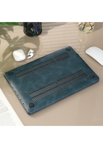 Macbook Pro 13 Deri Desenli Kılıf A1706 A1708 A1989 A2159 Uyumlu İnce Hafif Sert Kılıf Koruyucu Kapak 2016-2019 Lacivert Belirtilmemiş