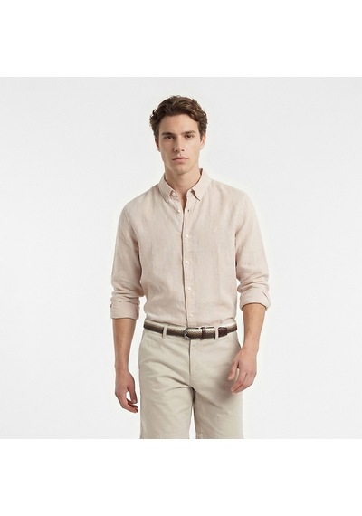 Nautica Erkek Bej Regular Fit Keten Gömlekdüzw65103t