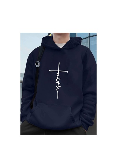 Medinenur Faith Baskılı Kapüşonlu Sweatshirt Lacivert