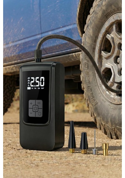 Dijital Ekranlı Şarjlı Araç Hava Kompresörü Ledli Powerbank Lastik Top Yatak Şişirme Pompası 150psi Diğer