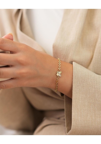 Debora Jewelry 14 Ayar Altın Kelebek Detaylı Zincir Bileklik