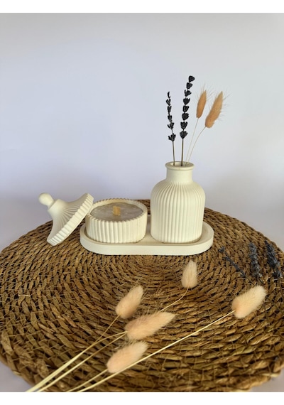 Bernami Mumluk Şamdanpinterest Dekoratif Minyatür Çizgili Vazo Kokulu Mum Set 4 Parça Diğer