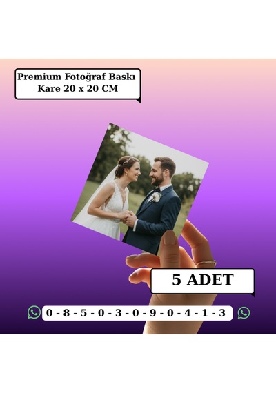 Kişiye Özel Premium Fotoğraf Baskı 5 Adet Kare 20 X 20 Cm