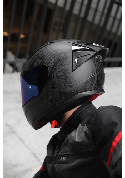 Rapıd 2 Race Takaroa Mat Siyah Kask + Spoiler Mat Siyah
