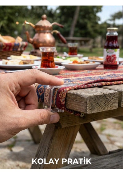4 Lü Set Şeffaf Masa Örtüsü Mandalı