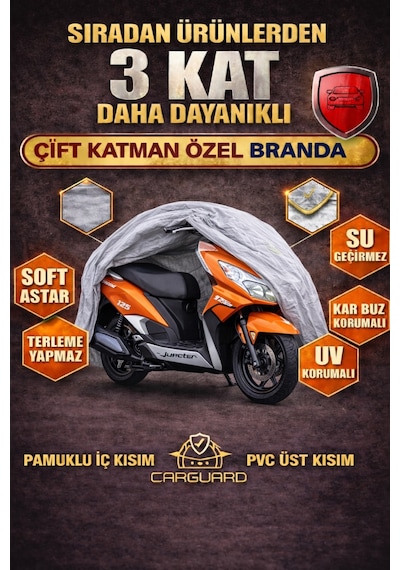 Carguard Tvs Jupiter 125cc Uyumlu Fitilli Motosiklet Brandası Motor Örtüsü-arka Çanta Uyumlu