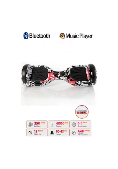 Citymate Hoverboard 6.5 İnch Elektrikli Kaykay Scooter Full Ledli Bluetooth Hoparlörlü Çanta Hediye D06