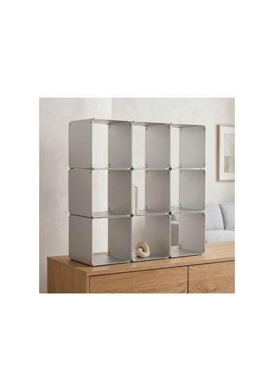 Node 9'lu Modüler Metal Açık Raf Ünitesi Çok Amaçlı Küp Kitaplık 50x50 Cm Gümüş - 944249484 Gümüş Node 9'lu Modüler Metal Açık Raf Ünitesi Çok Amaçlı Küp Kitaplık 50x50 Cm Gümüş - 944249484 Gümüş