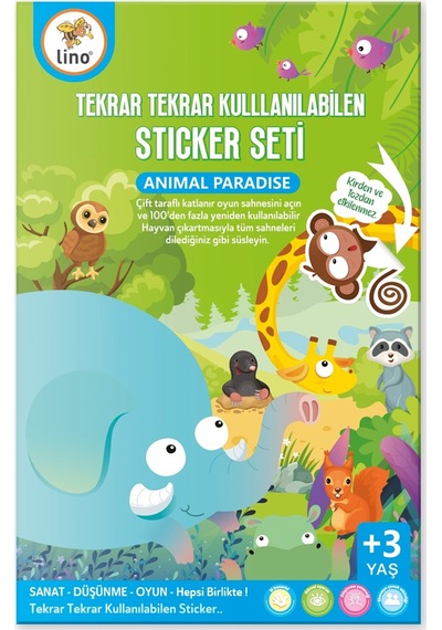Lino Tekrar Kullanılabilen Sticker Seti - Animal
