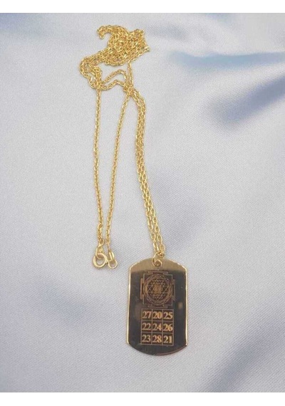 Kubera Yantra V Sri Yantra Koruyucu Güçleri Birleştiren Sayılar Sarı Renk 925 Ayar Gümüş Kolye