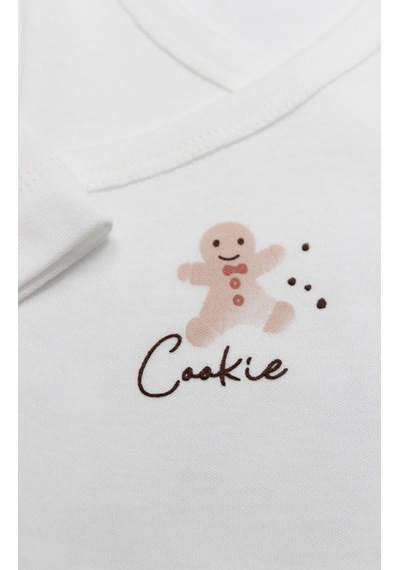 Bistyle Kruvaze Body Uzun Kol Cookies Make Happy 17141 Ekru