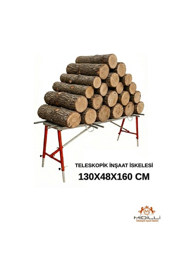 Alüminyum Gövdeli Çelik Ayaklı Teleskopik Katlanır İnşaat İskelesi - 400 Kg Taşıma Kapasitesi 130x48x160cm