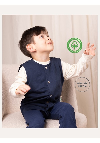 Zuppers Çıtçıtlı Pamuk Bebek Çocuk Yelek - Lacivert Renkli
