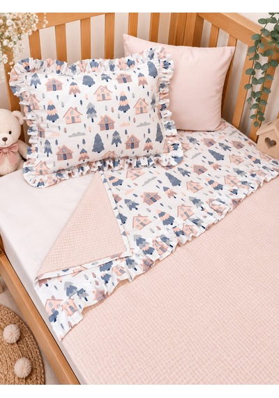 Sallhome Baby Textile Pudra Masal Evleri Bebek Pike Takımı 4 Parça 90x120 CM