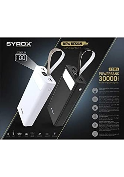 Syrox 30000 Mah Powerbank Led Işıklı Yüksek Kapasite