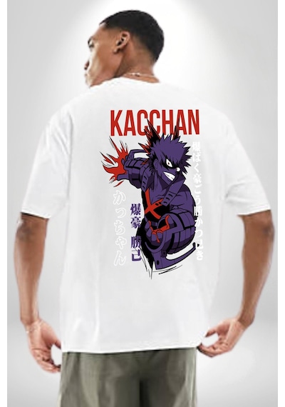 Kasuki Bakugo Anime Beyaz Oversize Unisex Ön Ve Sırt Baskılı Tişört Beyaz Kasuki Bakugo Anime Beyaz Oversize Unisex Ön Ve Sırt Baskılı Tişört Beyaz