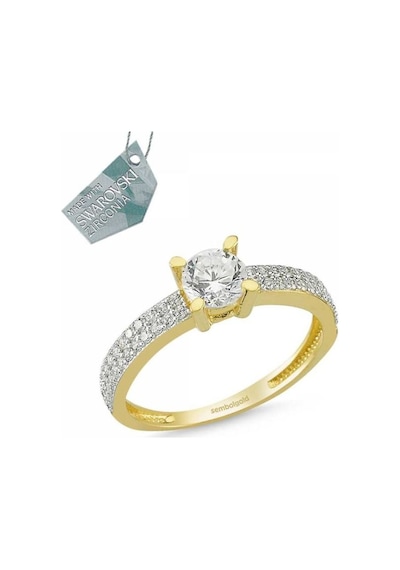 Sembol Gold Altın Tektaş Yüzük Özel Tasarım Swarovski