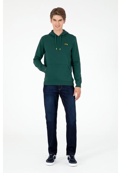 U.S. Polo Assn. Erkek Kapüşonlu Koyu Yeşil Basic Şardonlu Sweatshirt 50295176-VR079 U.S. Polo Assn. Erkek Kapüşonlu Koyu Yeşil Basic Şardonlu Sweatshirt 50295176-VR079