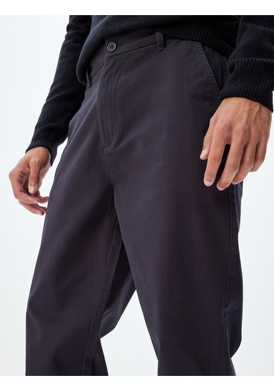 Koton Chino Pantolon Gabardin Cep Detaylı Düğmeli Pamuklu Lacivert 5wam40038hw Lacivert