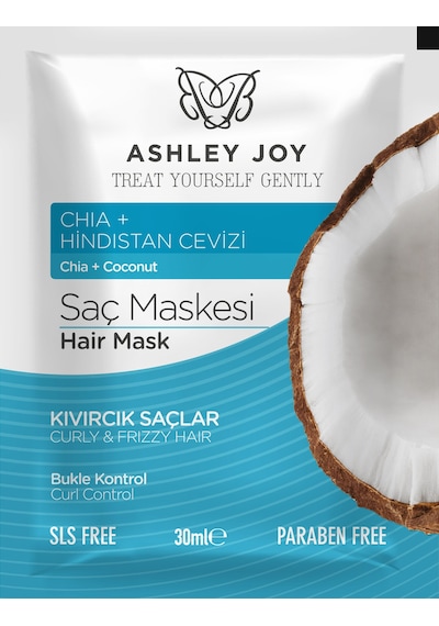 Ashley Joy Chia Tohumu İçeren Kıvırcık Saçlara Özel Bukle Kontrol Saç Maskesi 30 ML