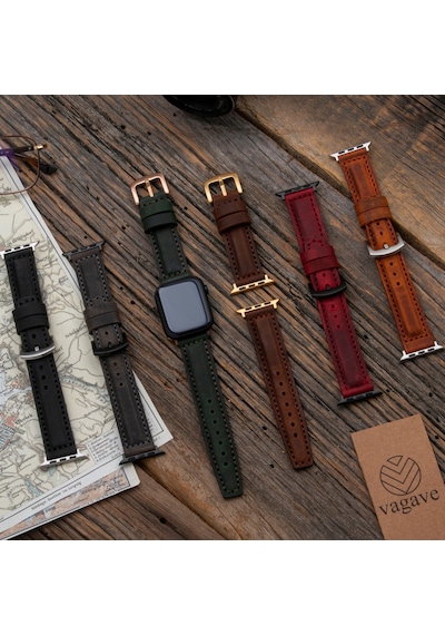vagave Apple Uyumlu  Watch 42 44 45 49 MM Ultra Deri Kordon- Taba