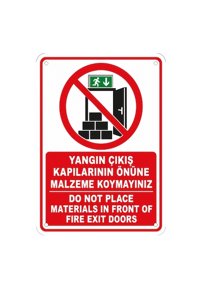 Yangın Çıkış Kapılarının Önüne Malzeme Koymayınız 35x50cm Pvc Isg Levha