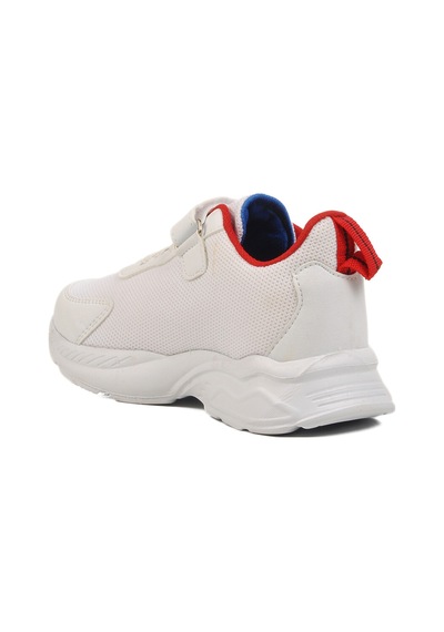 Beyaz Kırmızı Cırtlı Fileli Unisex Çocuk Spor Ayakkabı 2340 F Beyaz-kırmızı
